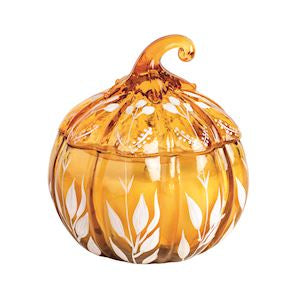 Light Orange Glass Pumpkin Candle