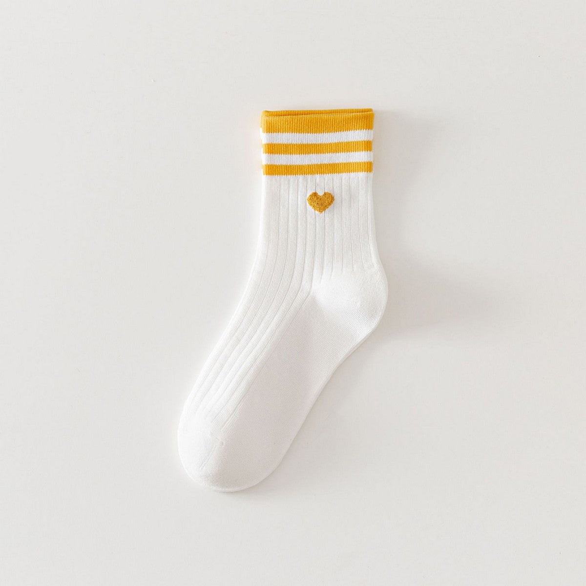 College Stripes with Heart Crew Socks