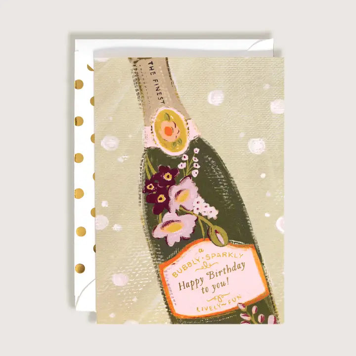 Bubbly Sparkly Champagne Happy Birthday Card