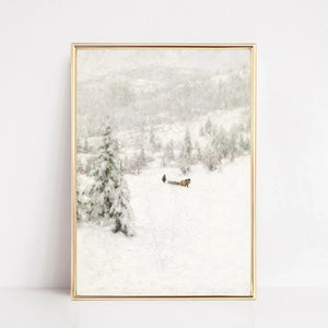 Vintage Snowy Landscape Art Print