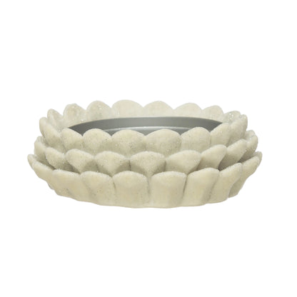 Flocked Resin Pinecone Pillar Holder