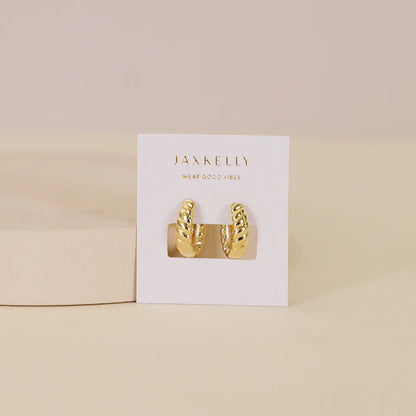 Small Channel Gold Hoop Earrings