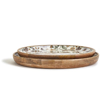 Load image into Gallery viewer, Muted Florals Enameled Wood Low Bowls
