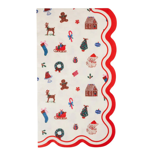 Santa and Gingerbread Print Paper Dinner Napkins