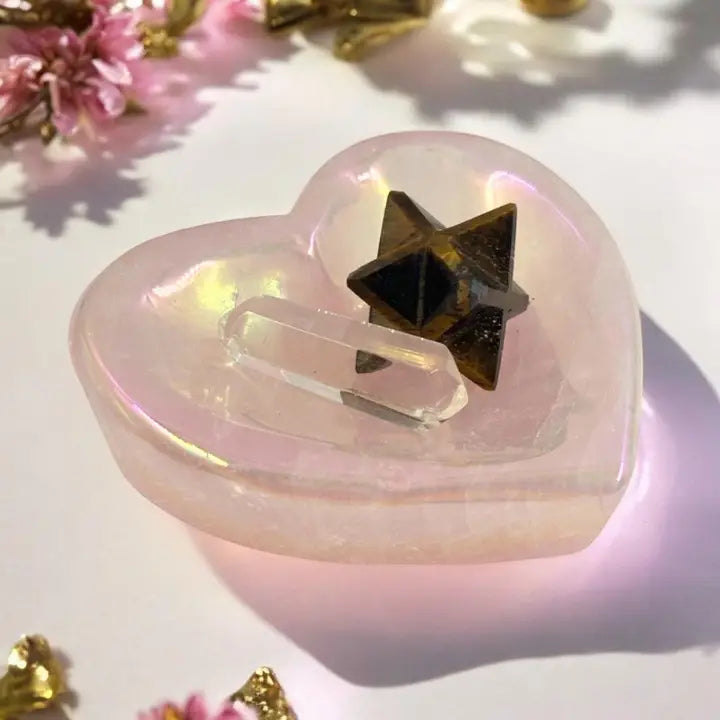 Aura Rose Quartz Heart Trinket Dish