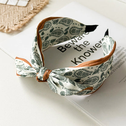 Paisley Satin Wide Headband with Knot