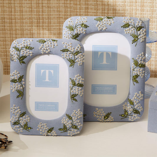 Hydrangea Embroidered Linen Photo Frame