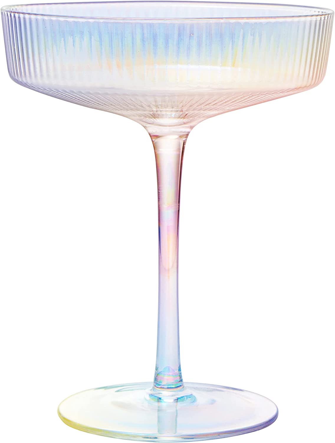 Ripple Ribbed Champagne Coupe Iridescent Colored | Set of 2