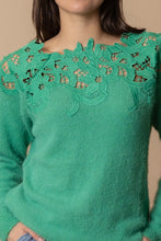 Load image into Gallery viewer, Green Lace Neck Line Sweater
