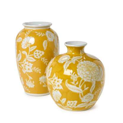 Butter Yellow Flora and Fauna Vase