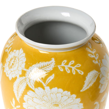Butter Yellow Flora and Fauna Vase