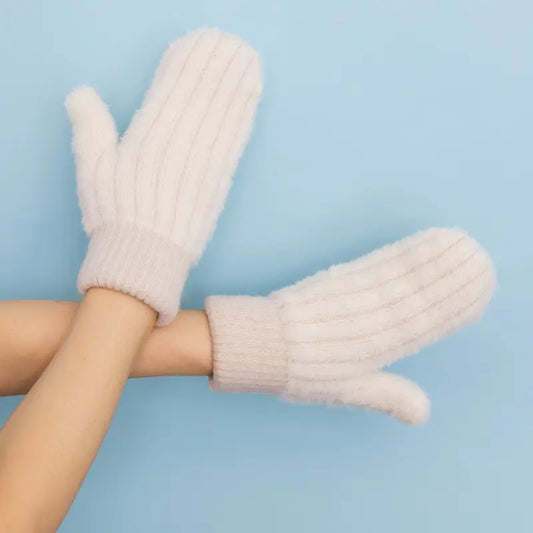 Plush Pastel Fuzzy Winter Mittens