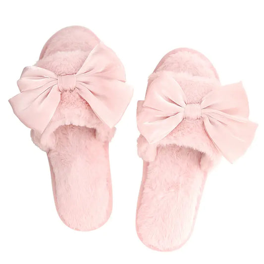 Blush Pink Slippers with Blush Bows
