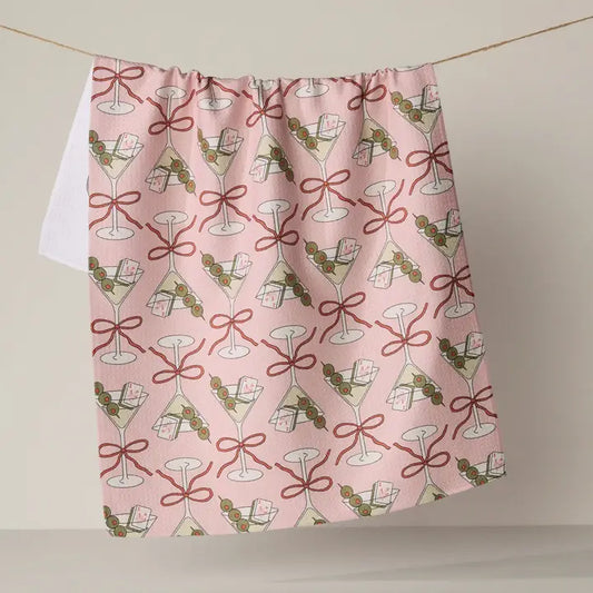 Flower-Tinis Mahjong Tea Towel