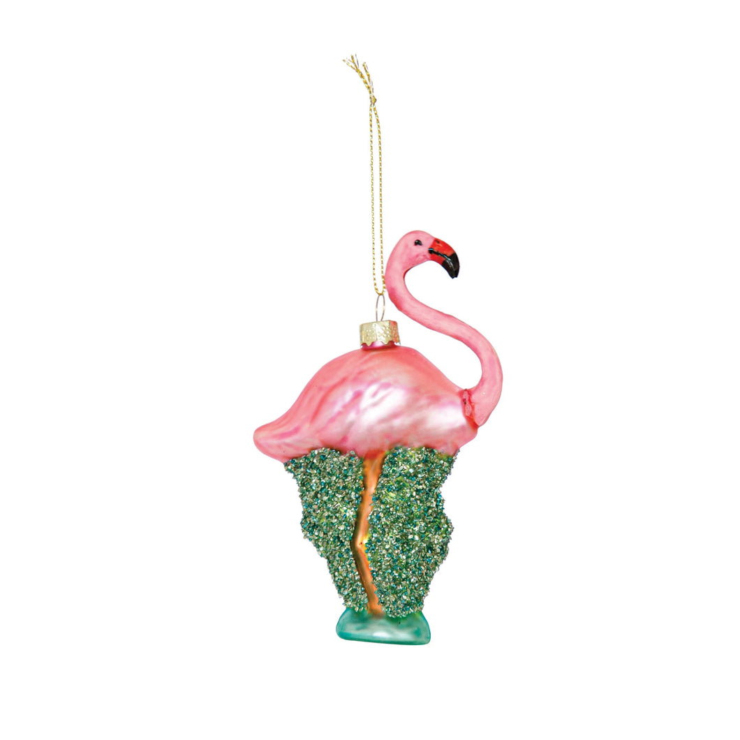 Glittery Flamingo Ornament