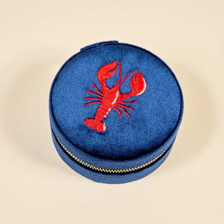 Round Velvet Jewelry Case - Lobster