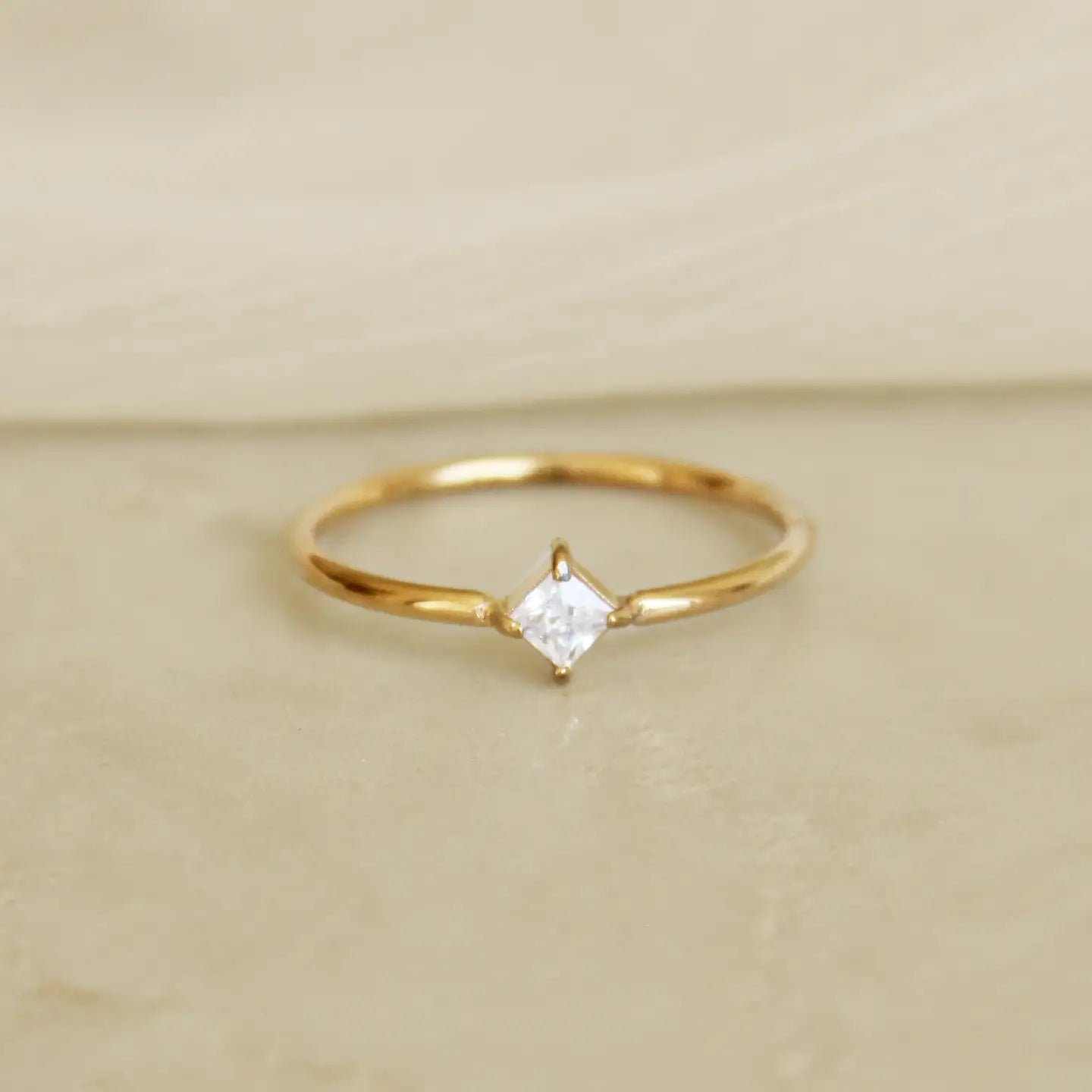 Square Cz Gold Ring