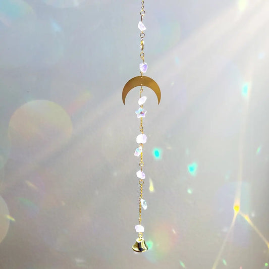 Crystal Suncatcher Rainbow Prism - Moon and Amethyst
