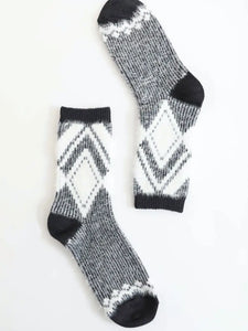 Diamond Pattern Faux Mohair Socks