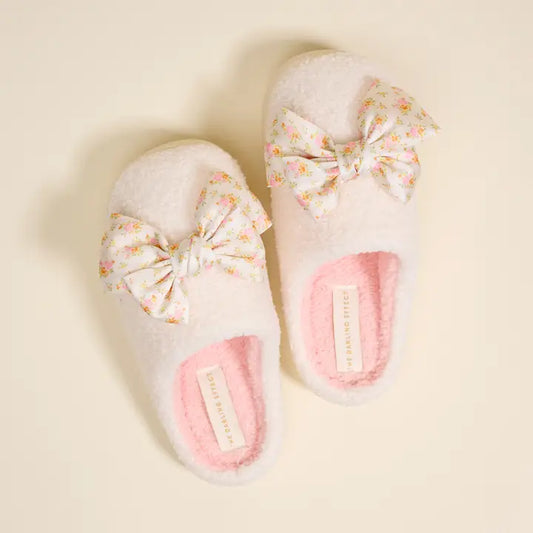 Betty Bow Endless Daydream Cream Fuzzy Slippers