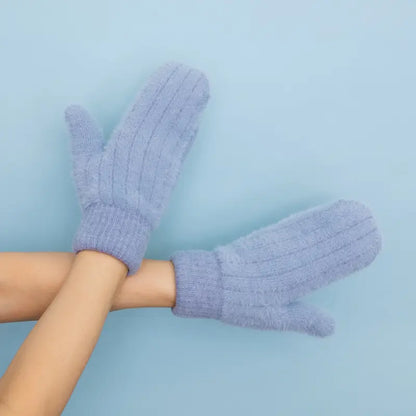 Plush Pastel Fuzzy Winter Mittens