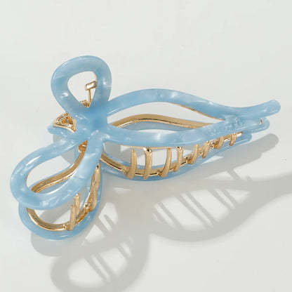 Sabrina Coastal Large Ribbon Metal Bow Claw Clip