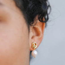 Load image into Gallery viewer, Pearl Knot Gold Earrings
