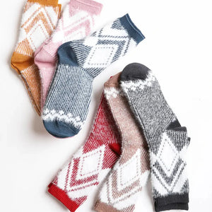 Diamond Pattern Faux Mohair Socks