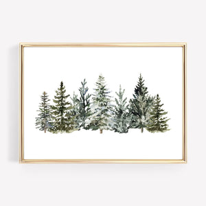 Vintage Snowy Trees Art Print