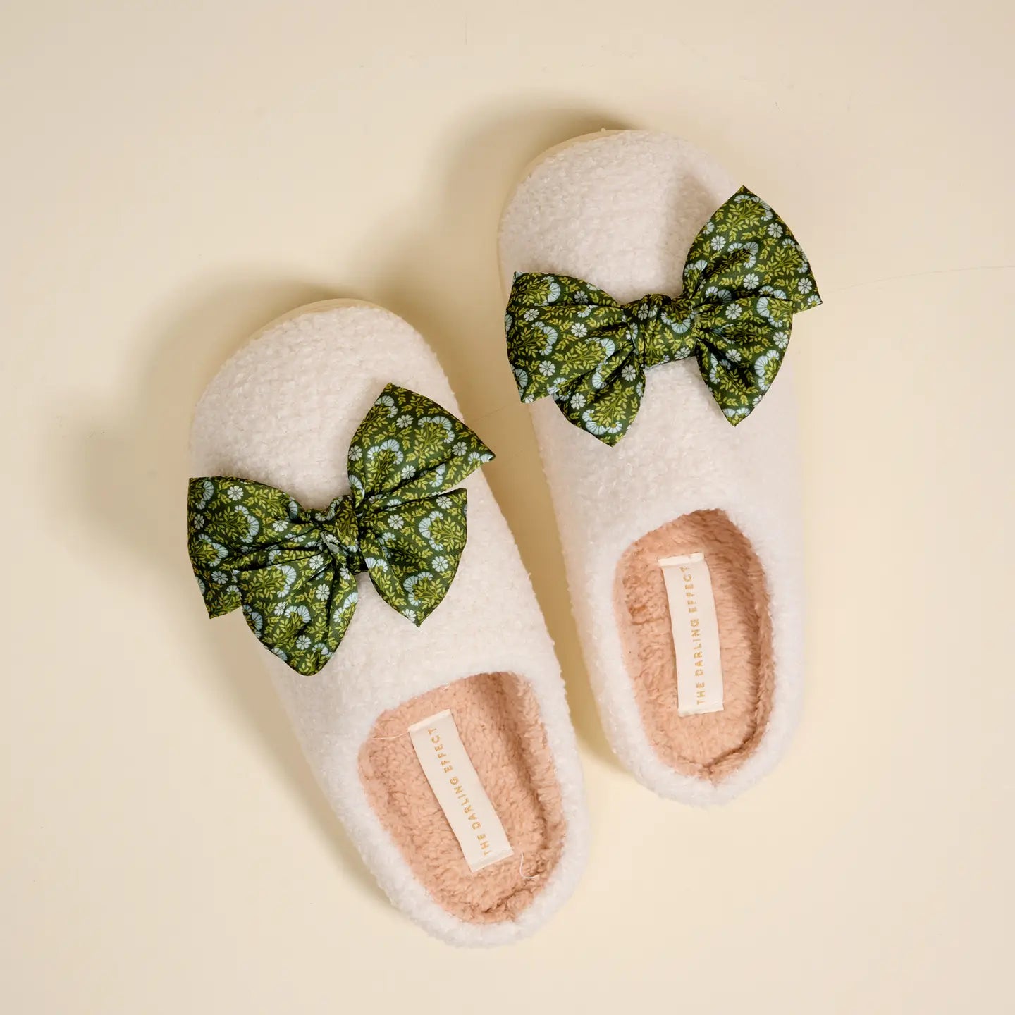 Betty Bow Everbloom Forest Green Fuzzy Slippers