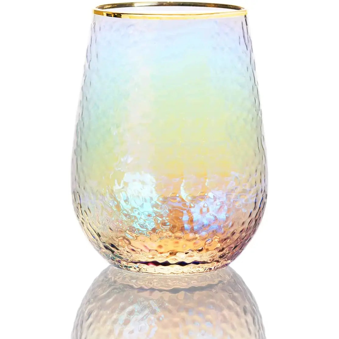 Lustered Iridescent Stemless Wine Glasses |  Set of 2