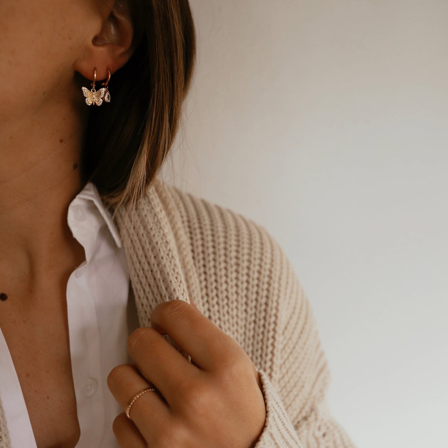 Butterfly Huggie Hoop Earrings