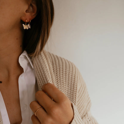 Butterfly Huggie Hoop Earrings