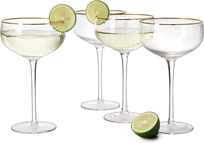 Gold Rim Coupe Cocktail Glasses | Set of 2