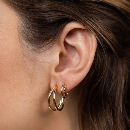 Illusion Double Hoop Gold Earrings