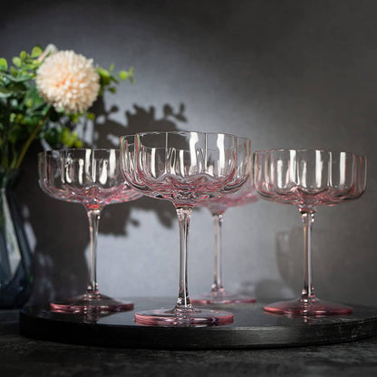 Elegant Flower  Champagne & Cocktail Coupes - Pink Set of 2