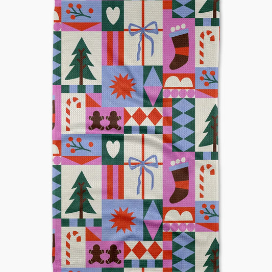 Festive Christmas Quilt Tea Towel