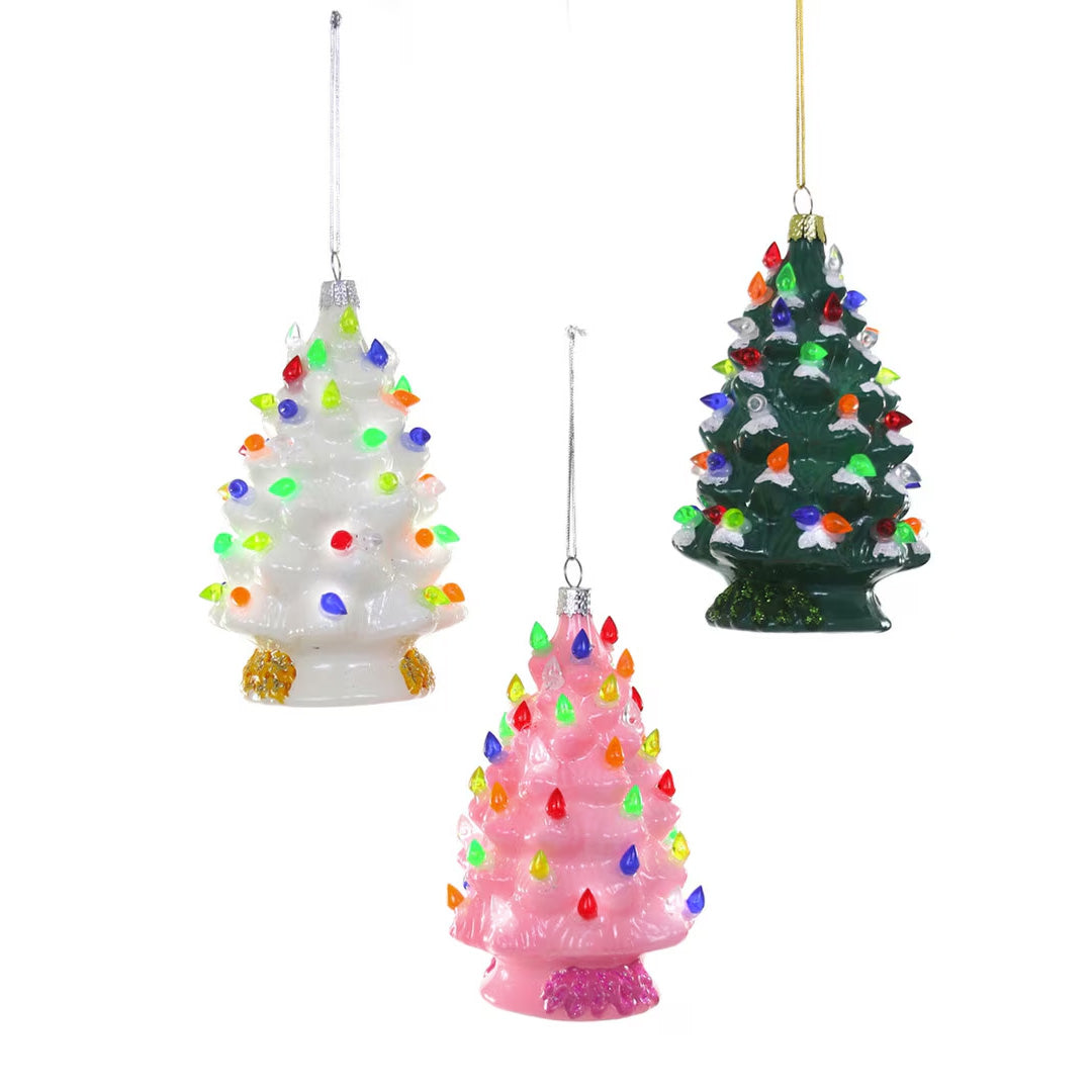 Vintage Lit Christmas Trees Ornaments