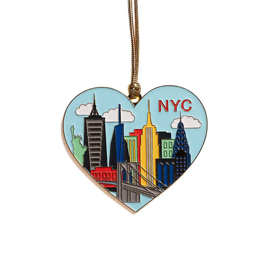 NYC Skyline Heart Enamel Holiday Ornament