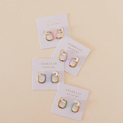 Color Dipped Rectangle Hoop Earrings