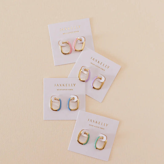 Color Dipped Rectangle Hoop Earrings