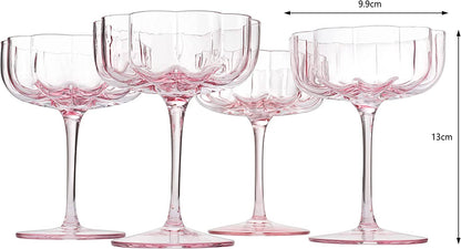 Elegant Flower  Champagne & Cocktail Coupes - Pink Set of 2