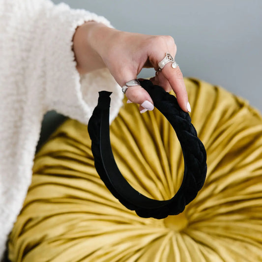 Black Braided Velvet Headband