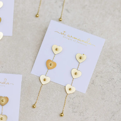 Gold Heart Duster Drop Earrings