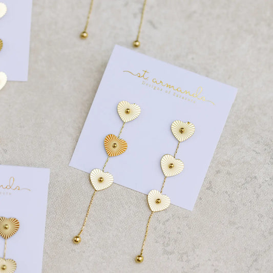 Gold Heart Duster Drop Earrings