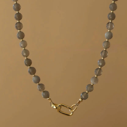 Grey Moonstone Beaded Link Necklace