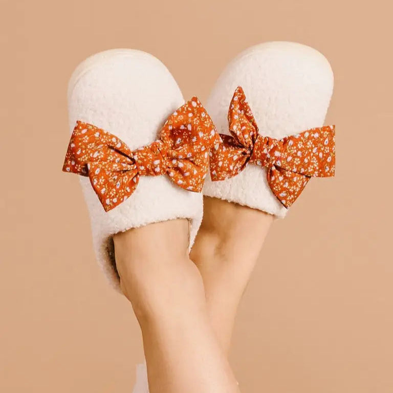 Betty Bow Fall Floral Fuzzy Slippers