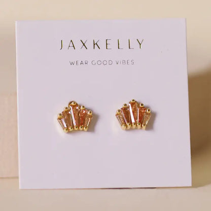 Champagne Baguette Crown Earrings