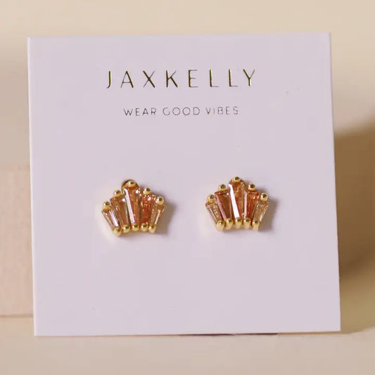 Champagne Baguette Crown Earrings