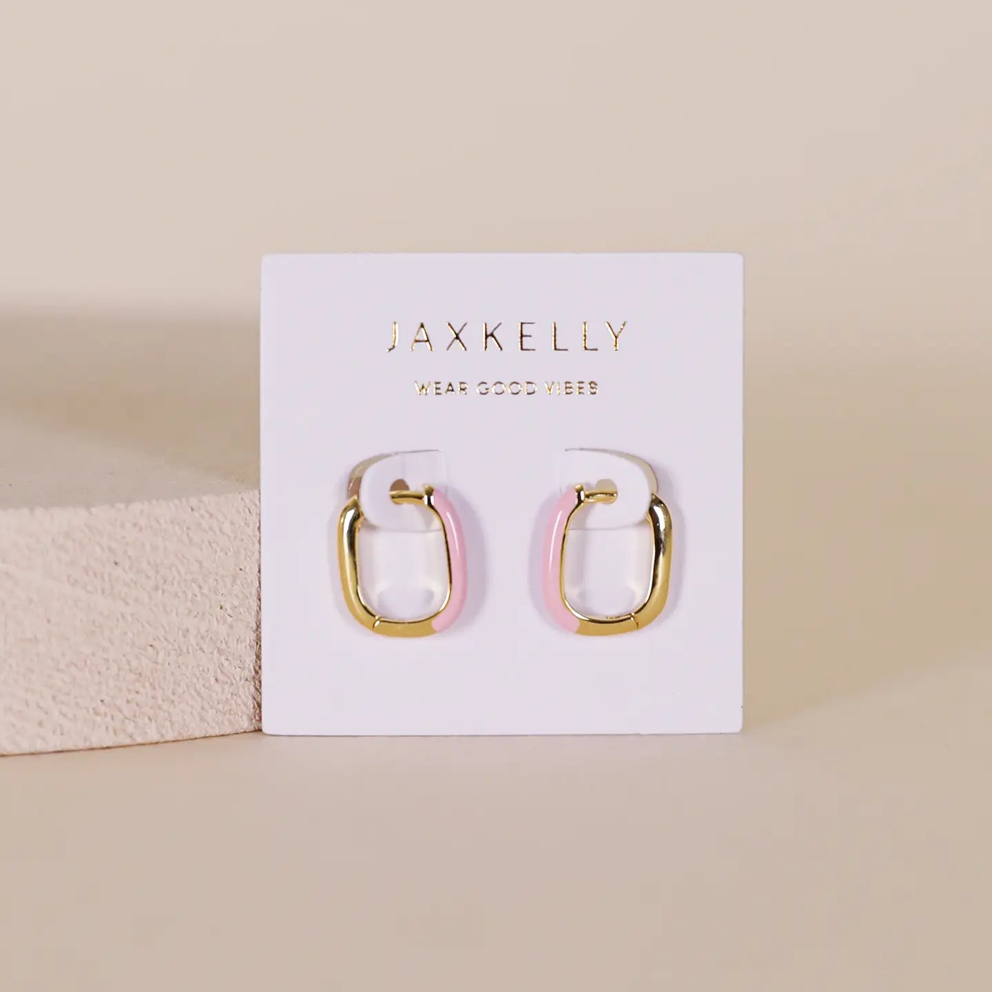 Color Dipped Rectangle Hoop Earrings